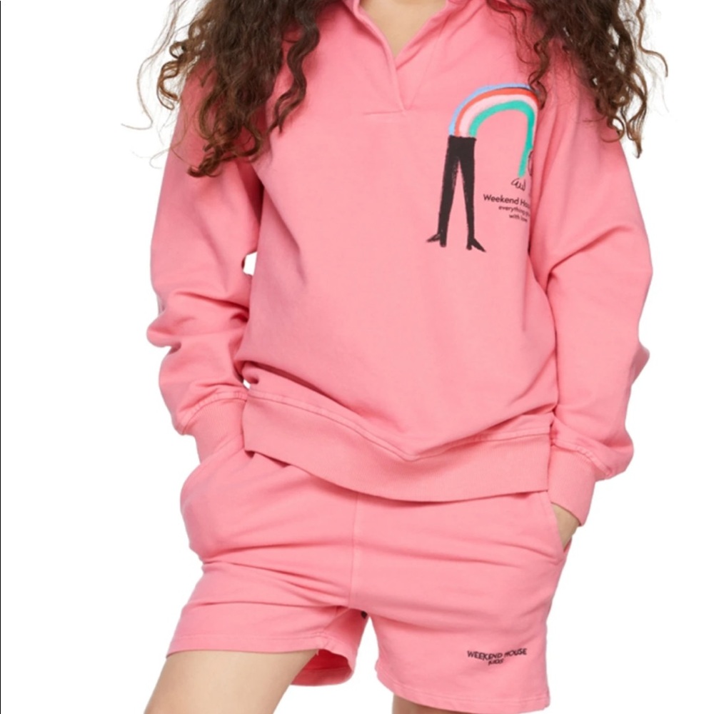 Weekend house kids , stench organic cotton French terry shorts in pink
